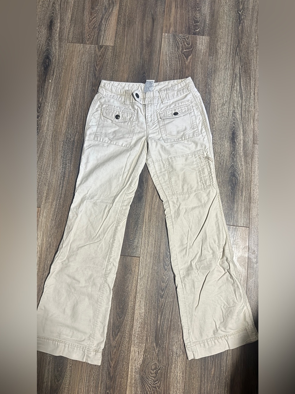 Vintage Boot Cut Cargo Pants in Cream